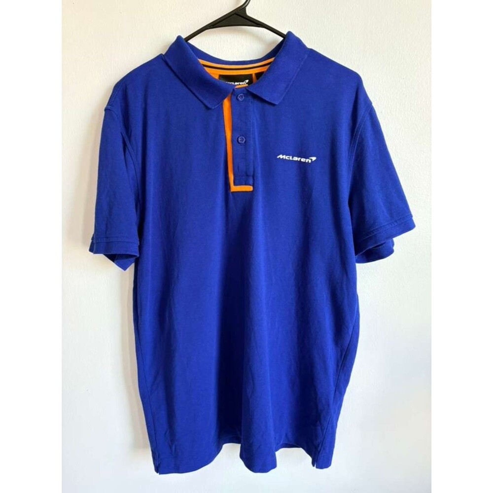 McLaren Men's Blue Polo with Orange Trim
